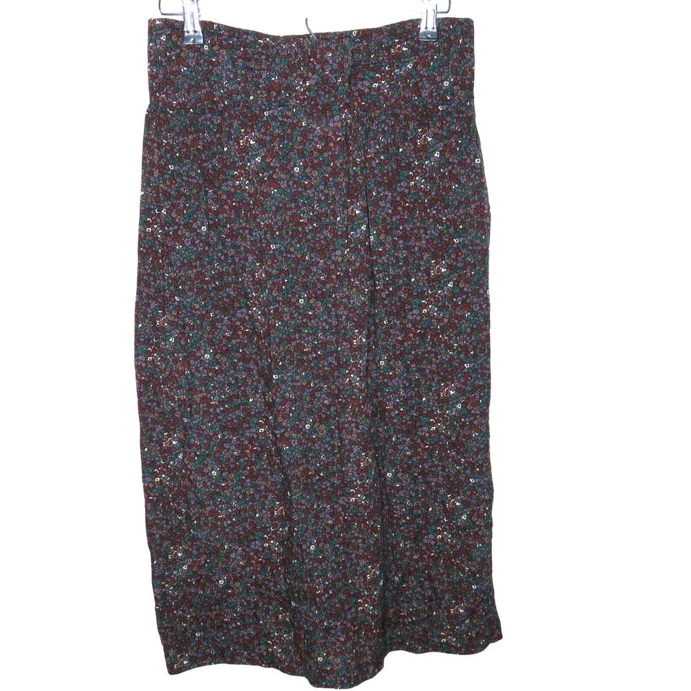 Vintage Micro Floral Stretch Waist Midi Skirt - Women's Small